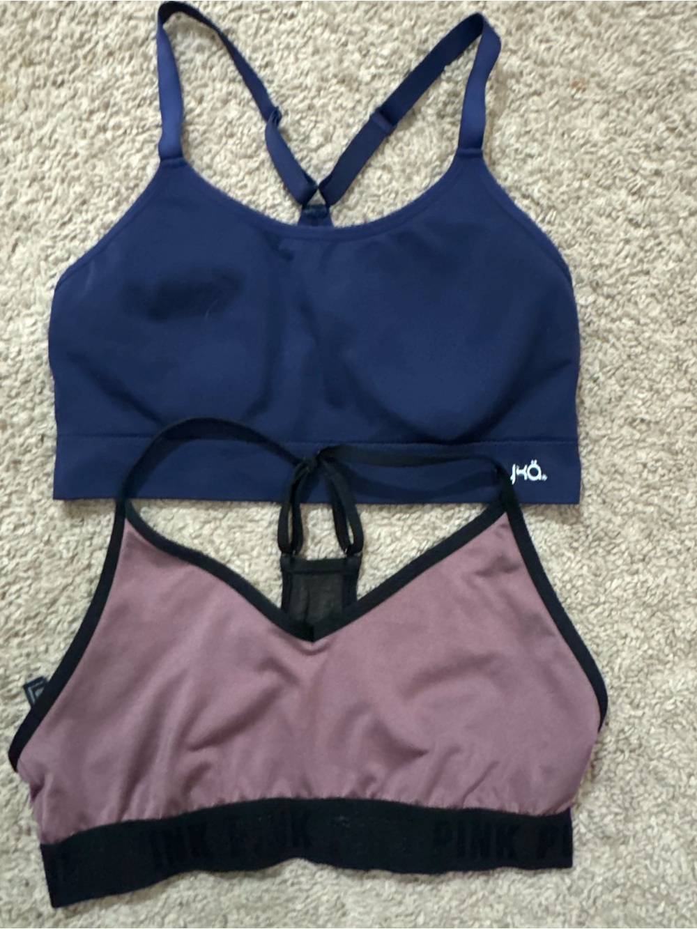 PINK Victoria's Secret Navy and Mauve Racerback & Bralette Set